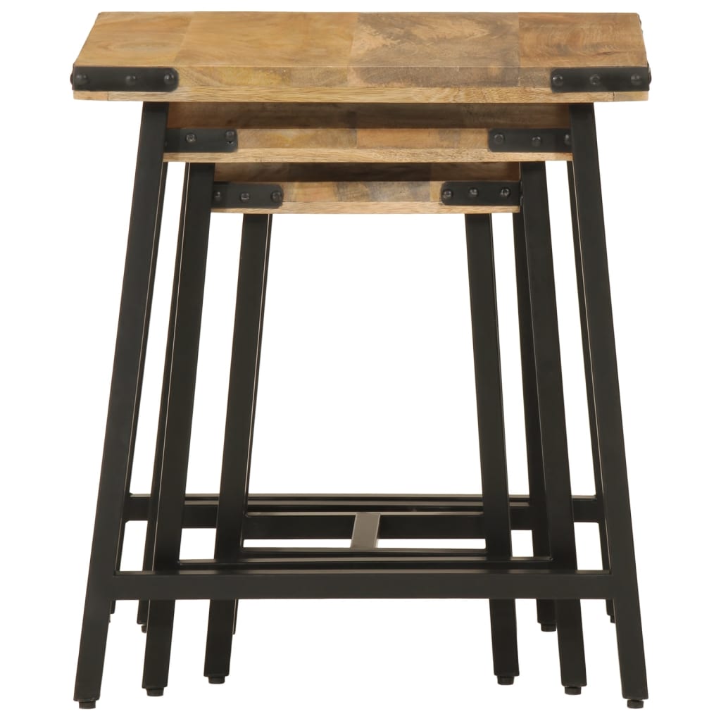 Table d'Appoint Industrielle en Bois et Pieds Noirs-La-Fabrique-Industrielle