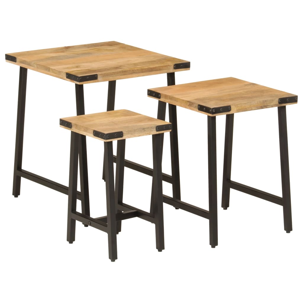 Table d'Appoint Industrielle en Bois et Pieds Noirs-La-Fabrique-Industrielle