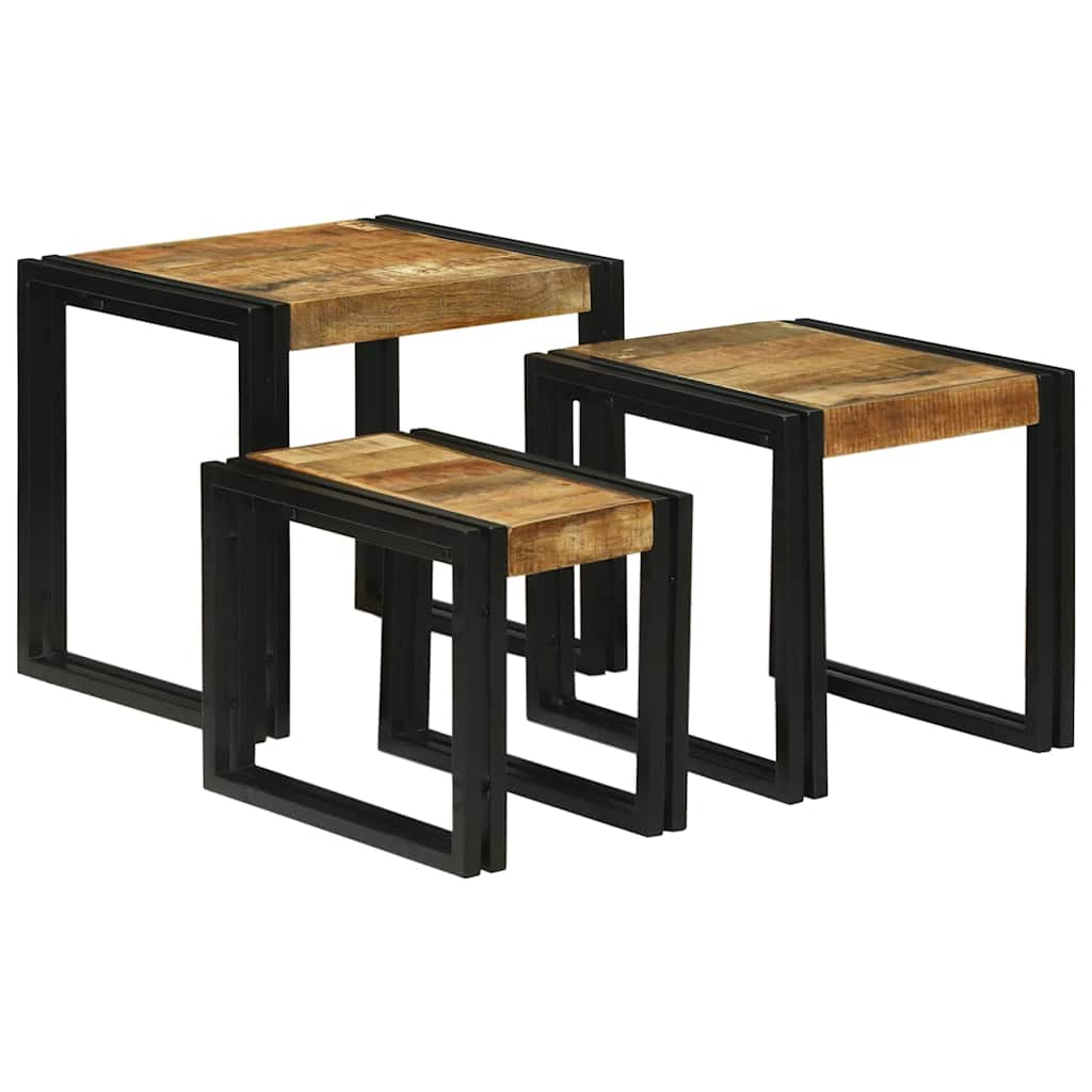 Table d'Appoint Style Industriel en Bois de Manguier-Bois de manguier brut massif-Grand (50 cm) moyen petit-La-Fabrique-Industrielle