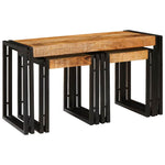 Table d'Appoint Style Industriel en Bois de Manguier-Bois de manguier brut massif-Grand (82 cm) 2x moyen-La-Fabrique-Industrielle