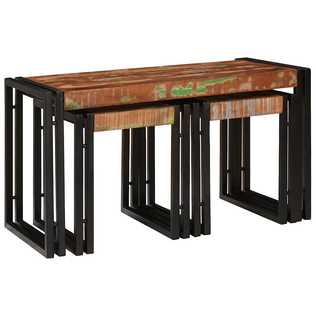 Table d'Appoint Style Industriel en Bois de Manguier-bois de récupération massif-Grand (82 cm) 2 moyens-La-Fabrique-Industrielle