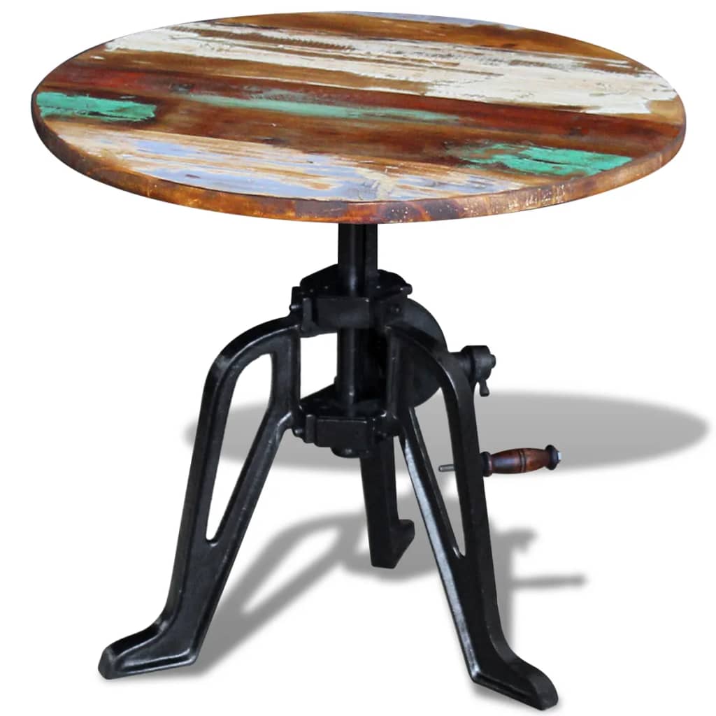 Table d'Appoint Vintage en Bois d'Acacia et Fonte-42-63 cm-bois de récupération massif-1-La-Fabrique-Industrielle