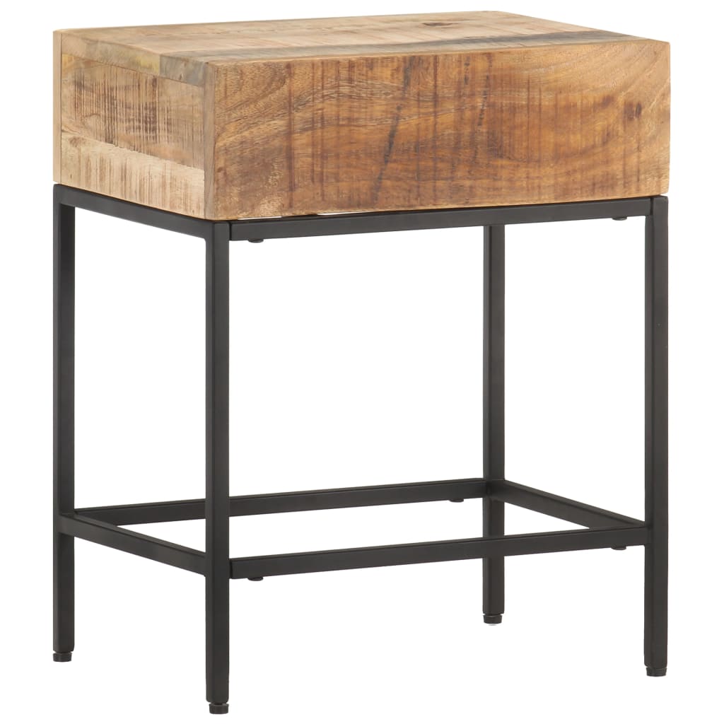 Table d'Appoint en Bois Noir et Acier Industriel-bois de manguier massif-1-La-Fabrique-Industrielle