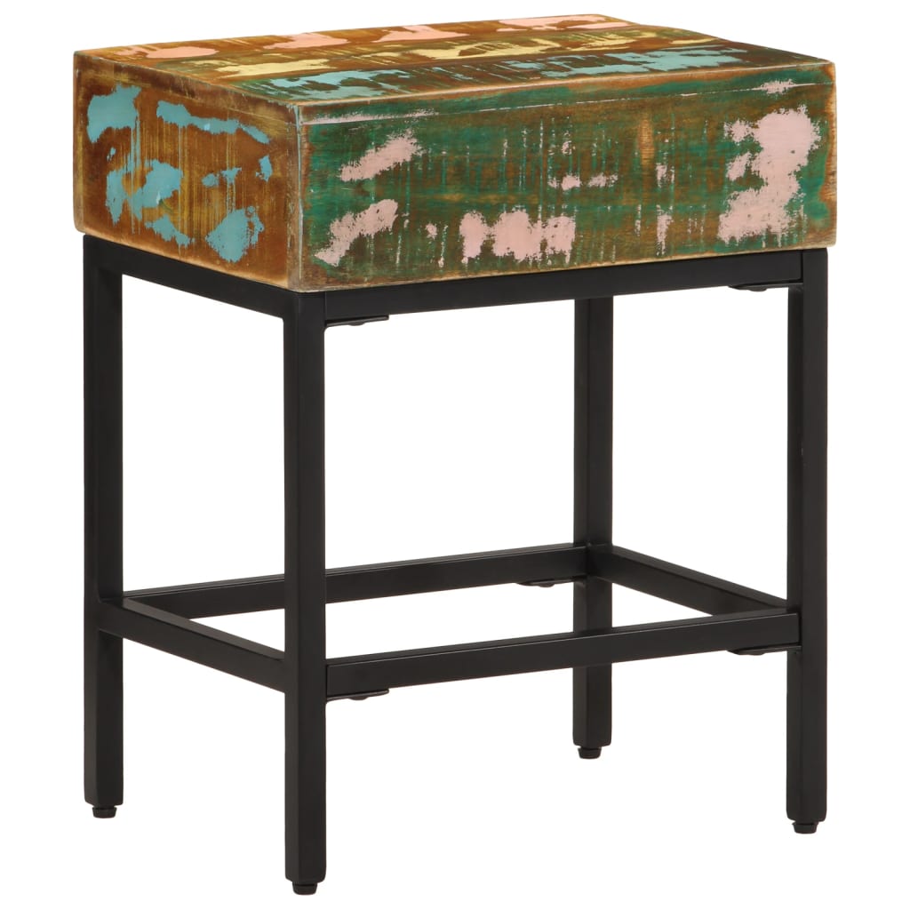 Table d'Appoint en Bois Noir et Acier Industriel-bois de récupération massif-1-La-Fabrique-Industrielle