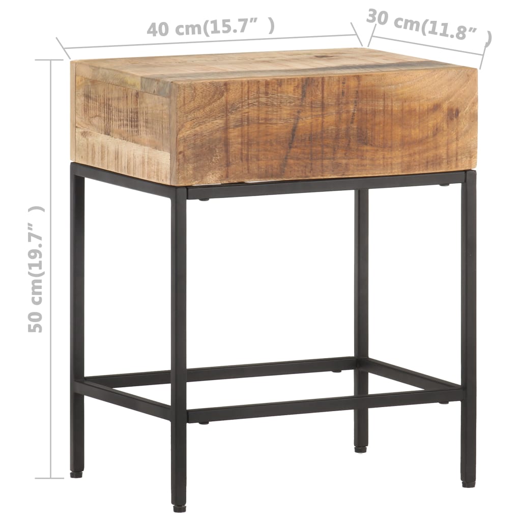 Table d'Appoint en Bois Noir et Acier Industriel-La-Fabrique-Industrielle