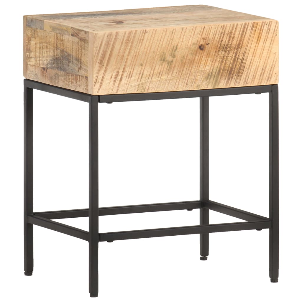 Table d'Appoint en Bois Noir et Acier Industriel-La-Fabrique-Industrielle