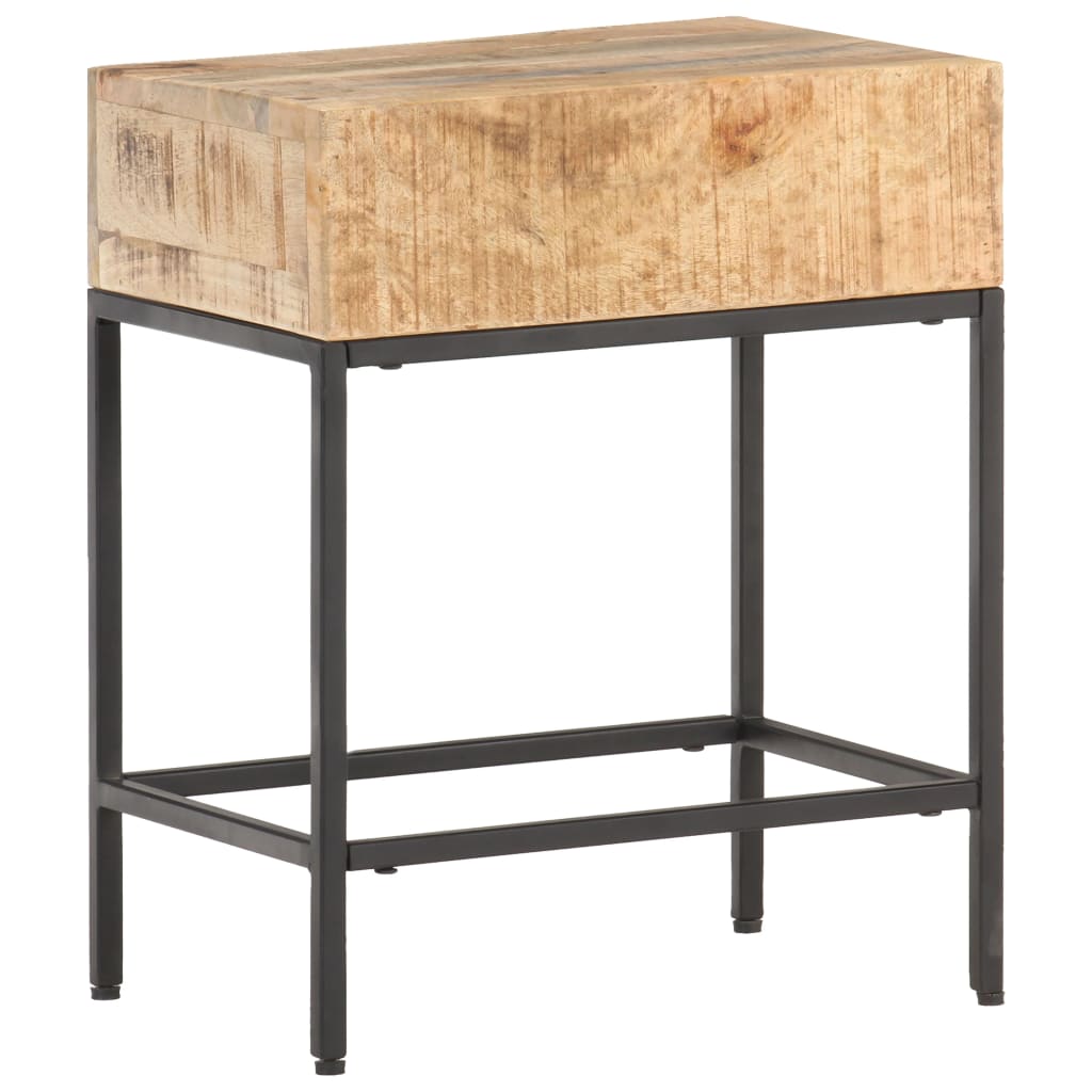 Table d'Appoint en Bois Noir et Acier Industriel-La-Fabrique-Industrielle