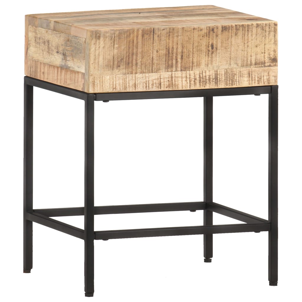 Table d'Appoint en Bois Noir et Acier Industriel-La-Fabrique-Industrielle