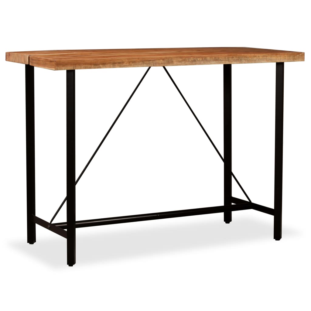 Table de Bar Carrée en Bois Massif d'Acacia et Fer-1-150 x 70 x 107 cm-La-Fabrique-Industrielle