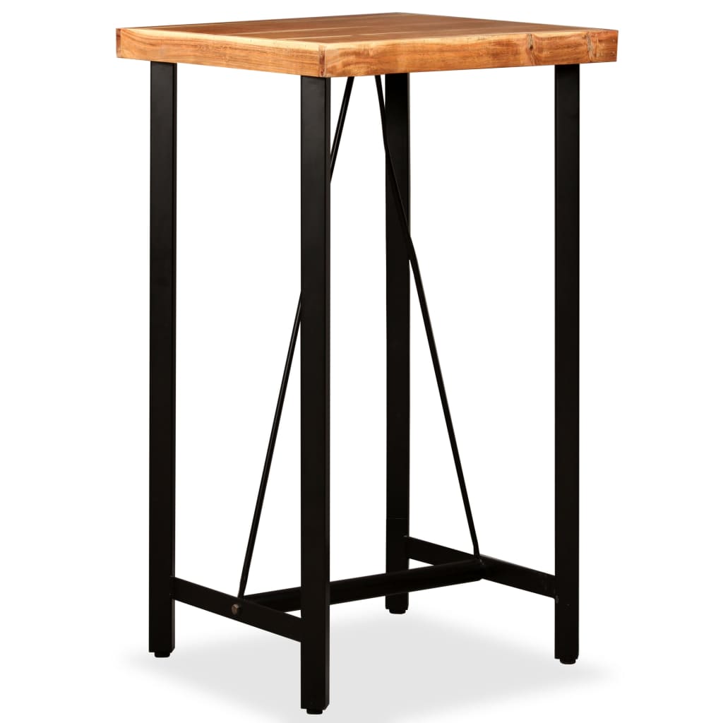 Table de Bar Carrée en Bois Massif d'Acacia et Fer-1-60 x 60 x 107 cm-La-Fabrique-Industrielle