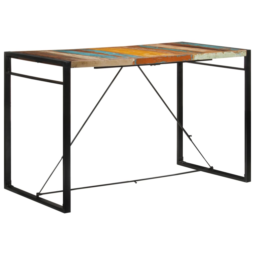 Table de Bar Industrielle en Bois et Métal Noir-Multicolore-1-175 x 90 x 110 cm-La-Fabrique-Industrielle