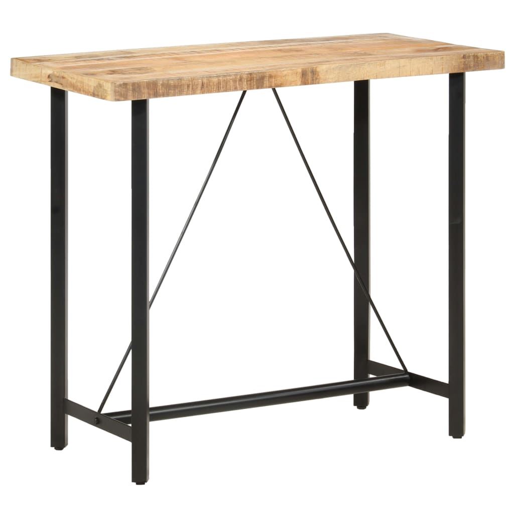 Table de Bar en Bois et Fer au Style Industriel-bois de manguier brut-1-120 x 58 x 107 cm-La-Fabrique-Industrielle