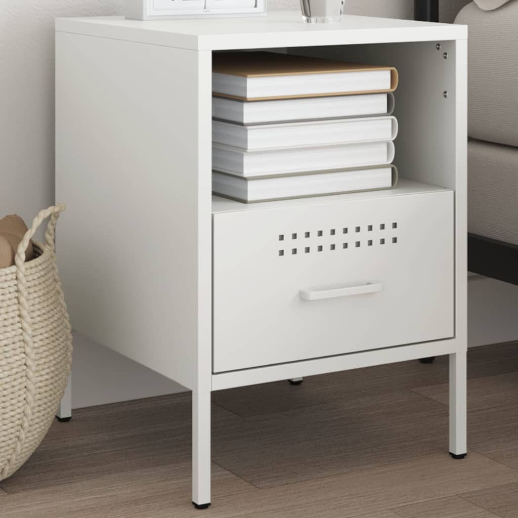 Table de Chevet Design en Acier Style Industriel-Blanc-1-La-Fabrique-Industrielle