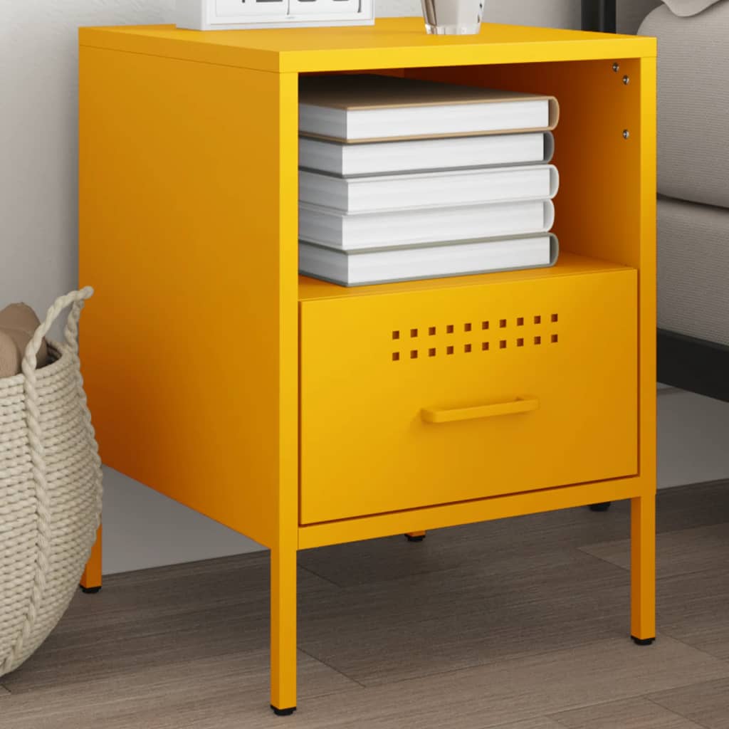 Table de Chevet Design en Acier Style Industriel-Jaune-1-La-Fabrique-Industrielle