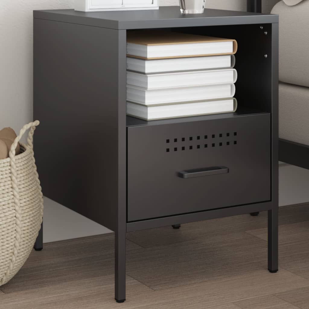 Table de Chevet Design en Acier Style Industriel-Noir-1-La-Fabrique-Industrielle