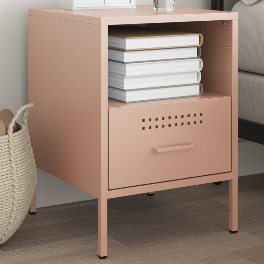 Table de Chevet Design en Acier Style Industriel-Rose-1-La-Fabrique-Industrielle