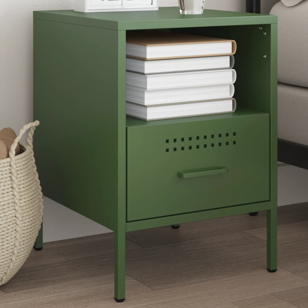 Table de Chevet Design en Acier Style Industriel-Vert-1-La-Fabrique-Industrielle