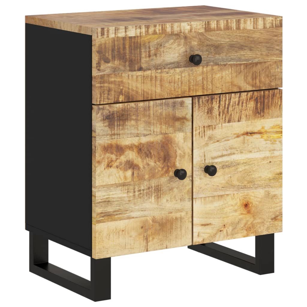 Table de Chevet Indus en Bois de Manguier et Pied Métal-La-Fabrique-Industrielle