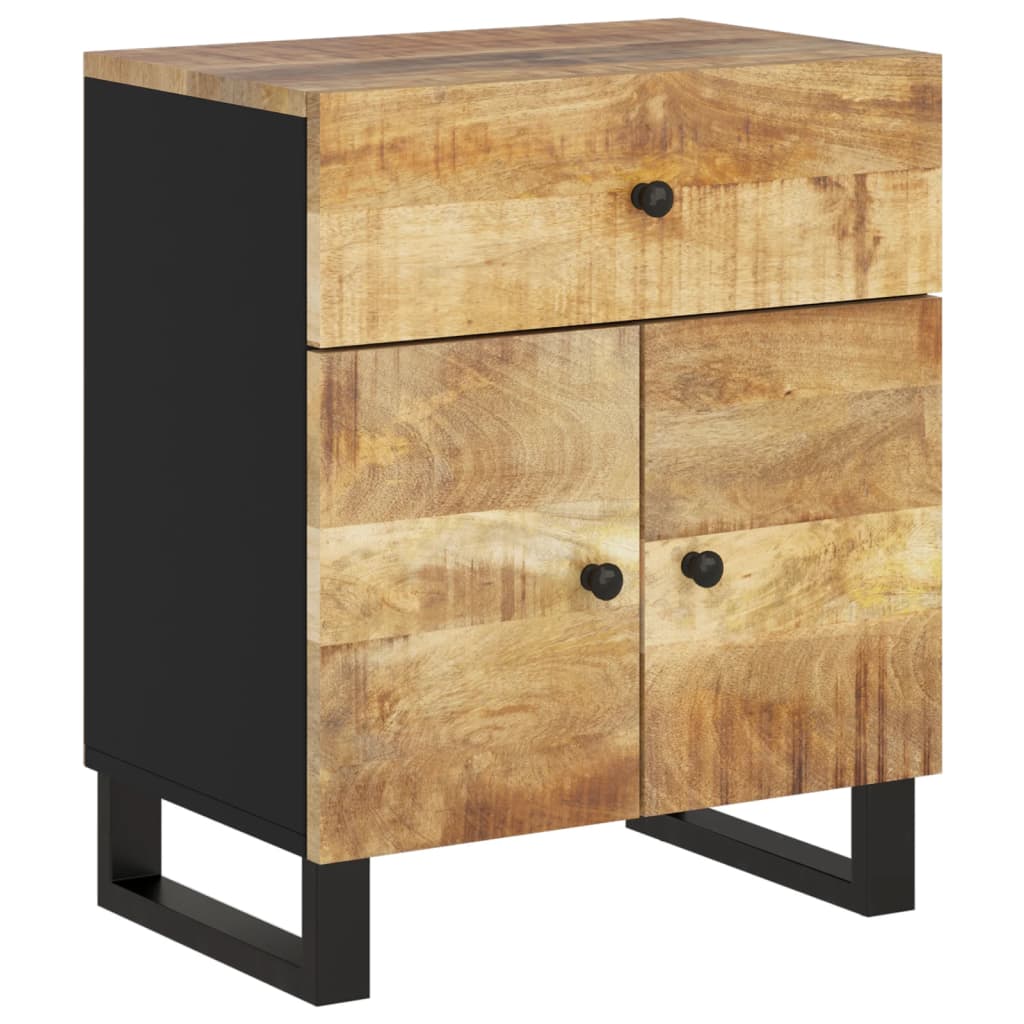 Table de Chevet Indus en Bois de Manguier et Pied Métal-La-Fabrique-Industrielle