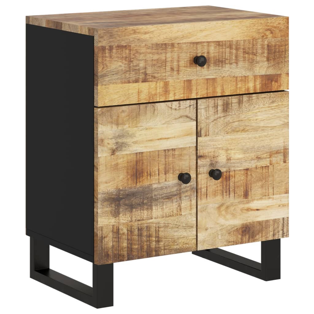 Table de Chevet Indus en Bois de Manguier et Pied Métal-La-Fabrique-Industrielle