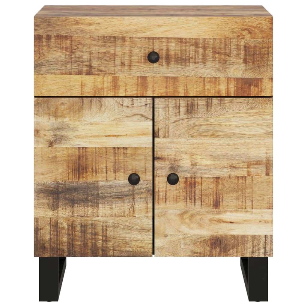 Table de Chevet Indus en Bois de Manguier et Pied Métal-La-Fabrique-Industrielle