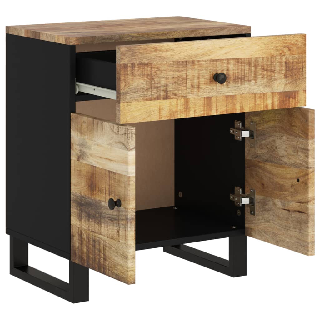 Table de Chevet Indus en Bois de Manguier et Pied Métal-La-Fabrique-Industrielle