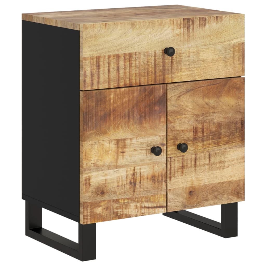 Table de Chevet Indus en Bois de Manguier et Pied Métal-La-Fabrique-Industrielle