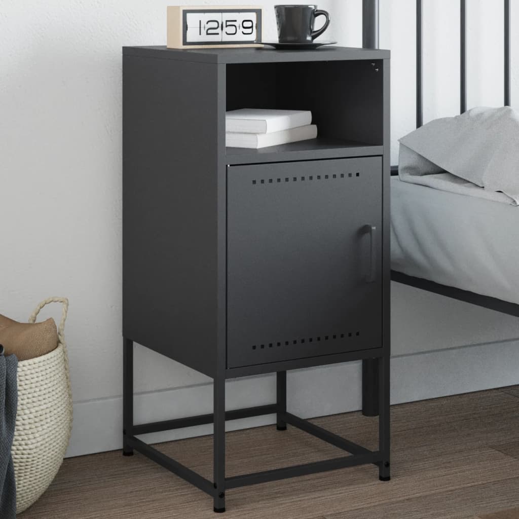 Table de Chevet Industrielle avec Casier en Métal-Anthracite-1-La-Fabrique-Industrielle