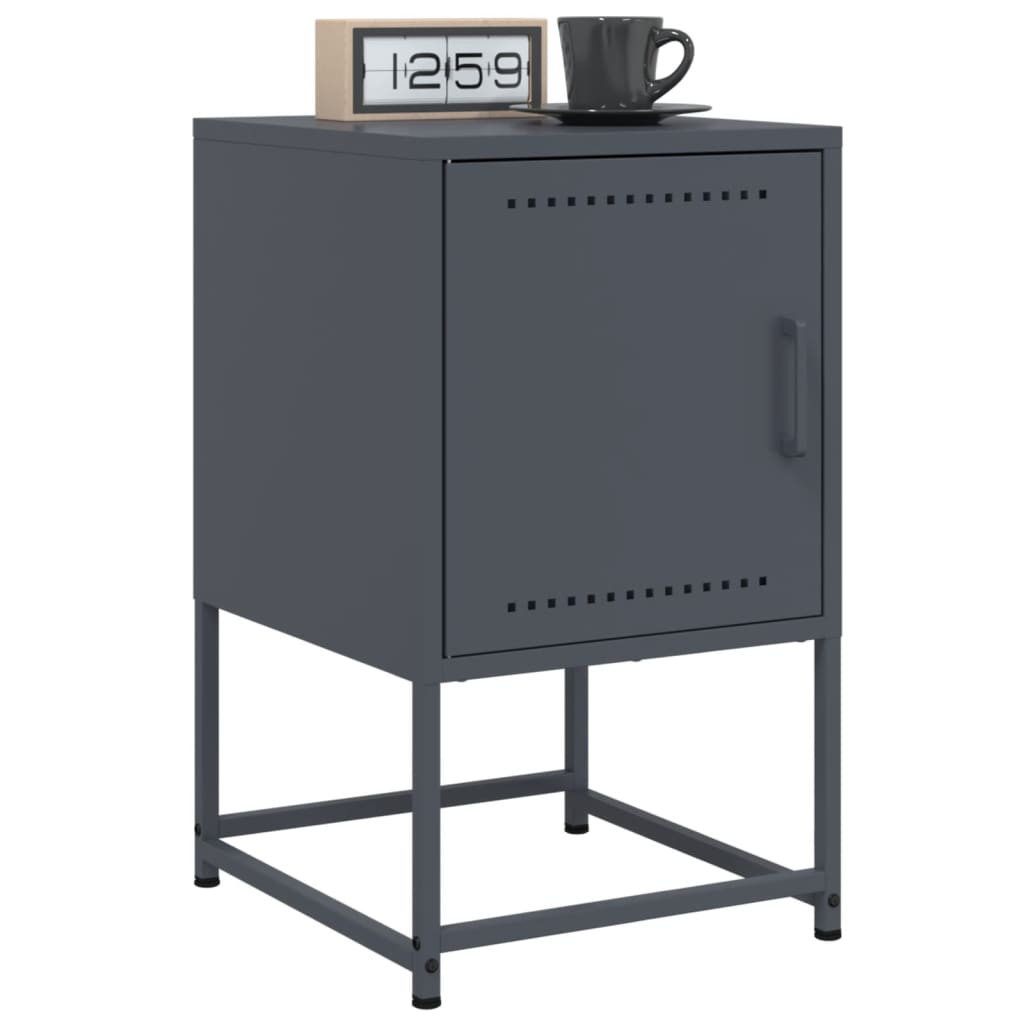 Table de Chevet Industrielle en Acier et Pieds Métalliques-Anthracite-2-La-Fabrique-Industrielle