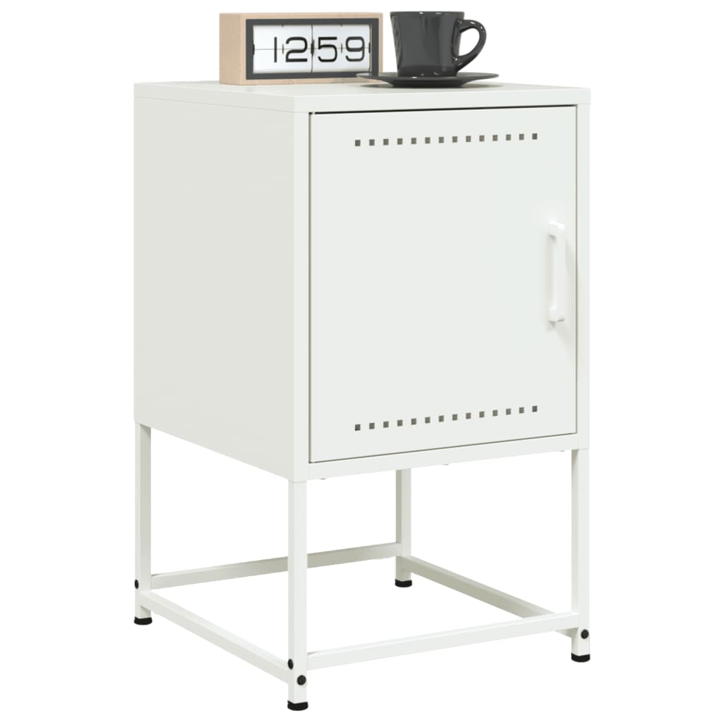 Table de Chevet Industrielle en Acier et Pieds Métalliques-Blanc-2-La-Fabrique-Industrielle