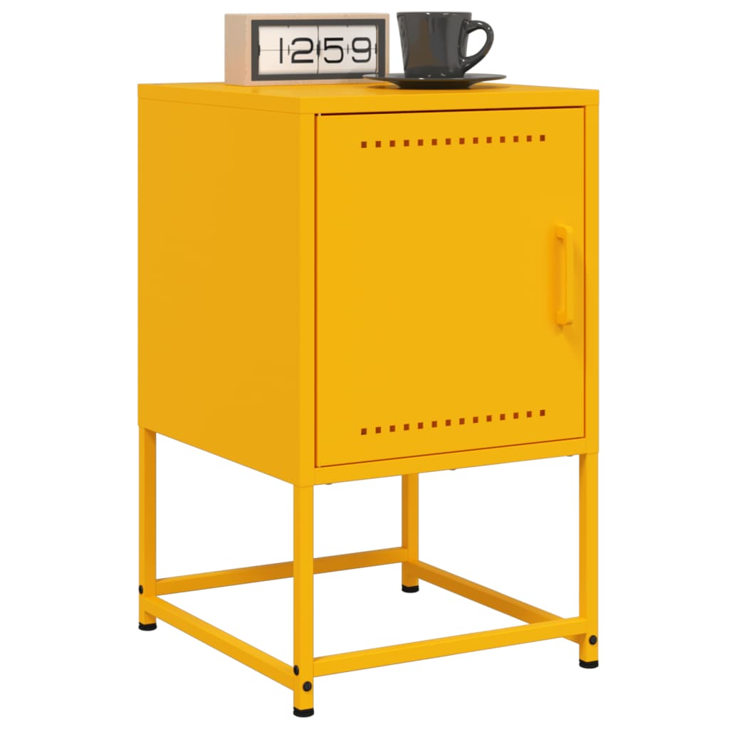 Table de Chevet Industrielle en Acier et Pieds Métalliques-Jaune-2-La-Fabrique-Industrielle
