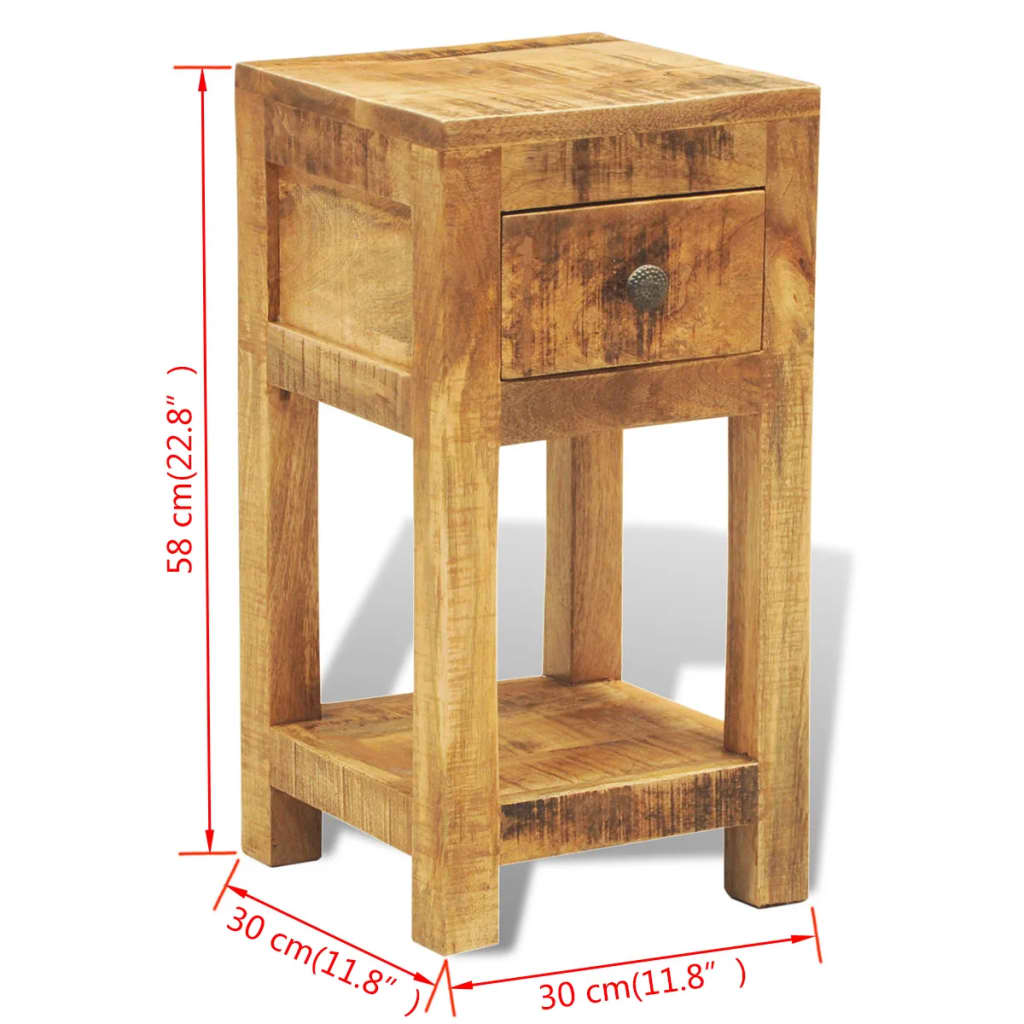 Table de Chevet Industrielle en Bois Brut de Manguier-La-Fabrique-Industrielle