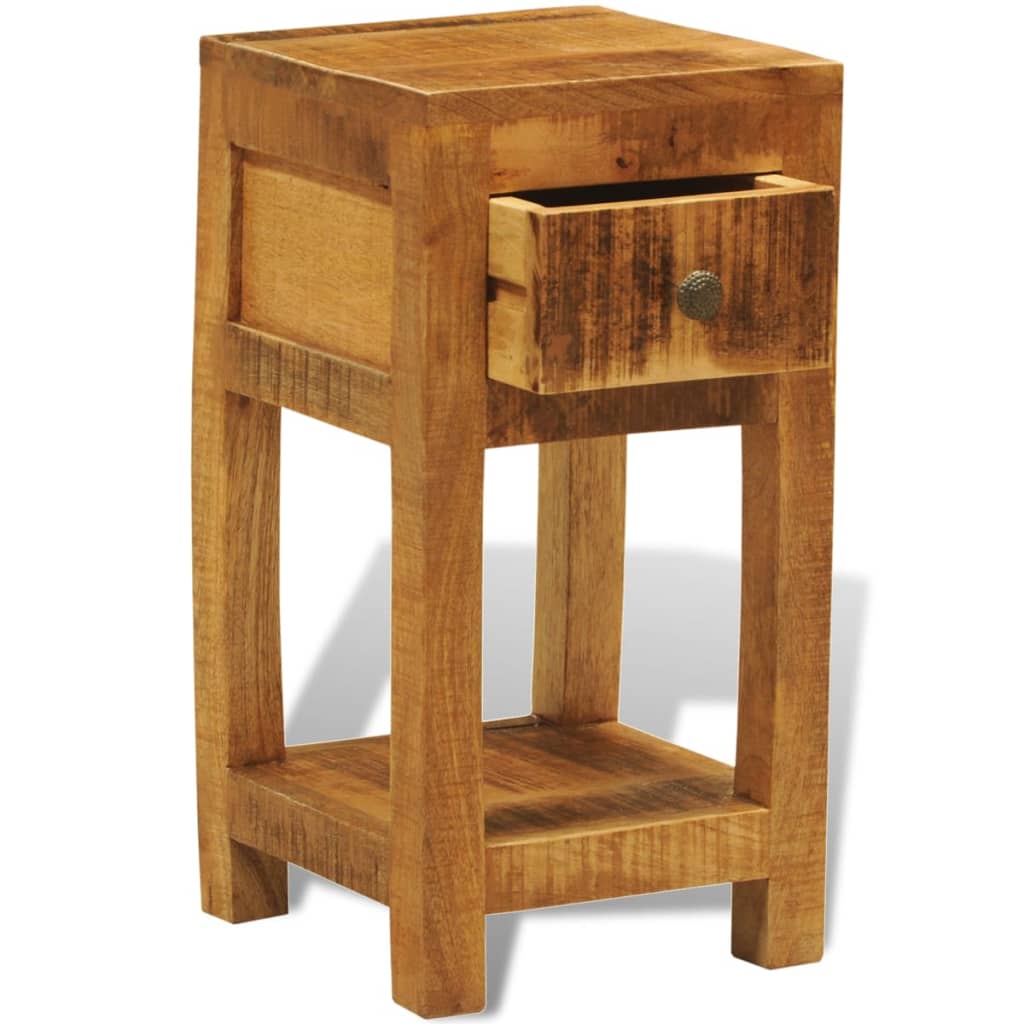 Table de Chevet Industrielle en Bois Brut de Manguier-La-Fabrique-Industrielle
