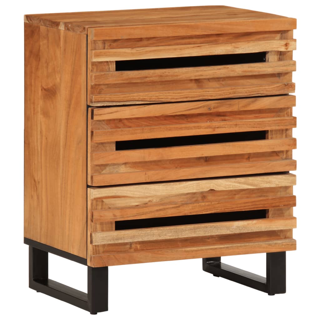 Table de Chevet Industrielle en Bois Marron Foncé-Marron-Bois d'acacia massif-1-La-Fabrique-Industrielle