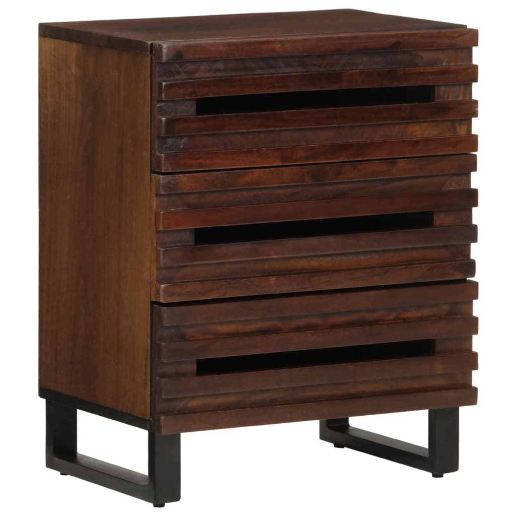 Table de Chevet Industrielle en Bois Marron Foncé-Marron-bois de manguier massif-1-La-Fabrique-Industrielle