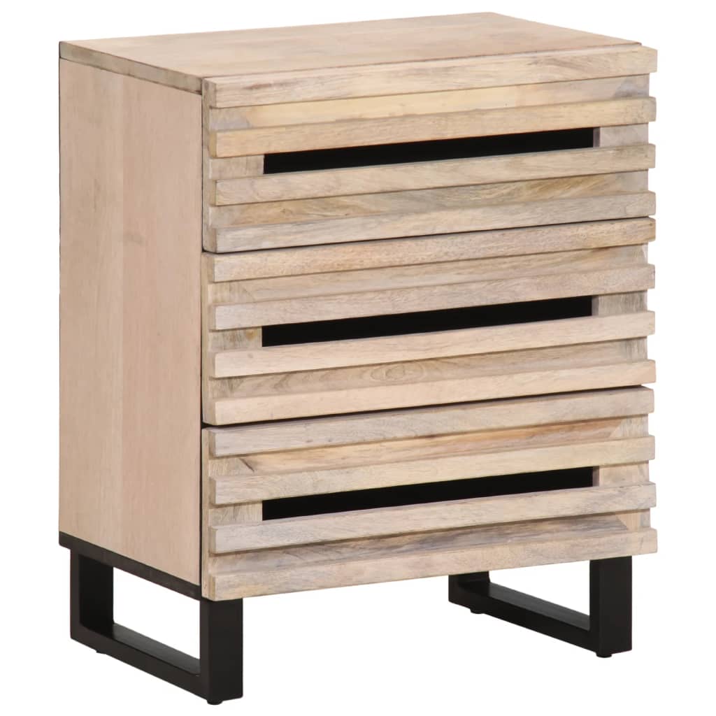 Table de Chevet Industrielle en Bois Marron Foncé-Marron clair-bois de manguier massif-1-La-Fabrique-Industrielle