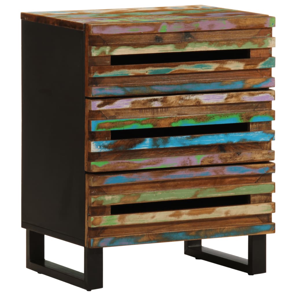 Table de Chevet Industrielle en Bois Marron Foncé-Multicolore-Bois d'acacia massif-1-La-Fabrique-Industrielle