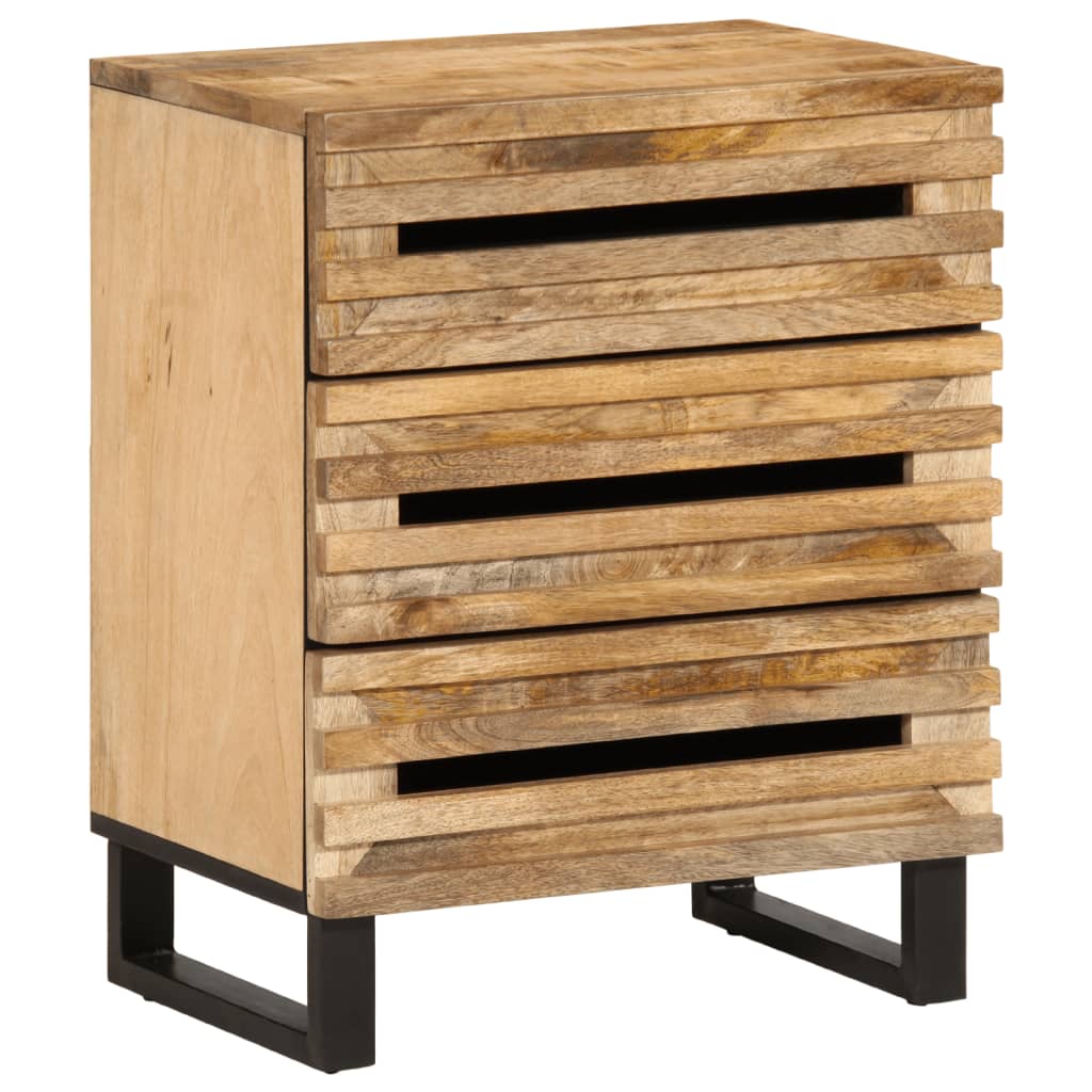 Table de Chevet Industrielle en Bois Marron Foncé-Naturel-Bois de manguier brut massif-1-La-Fabrique-Industrielle