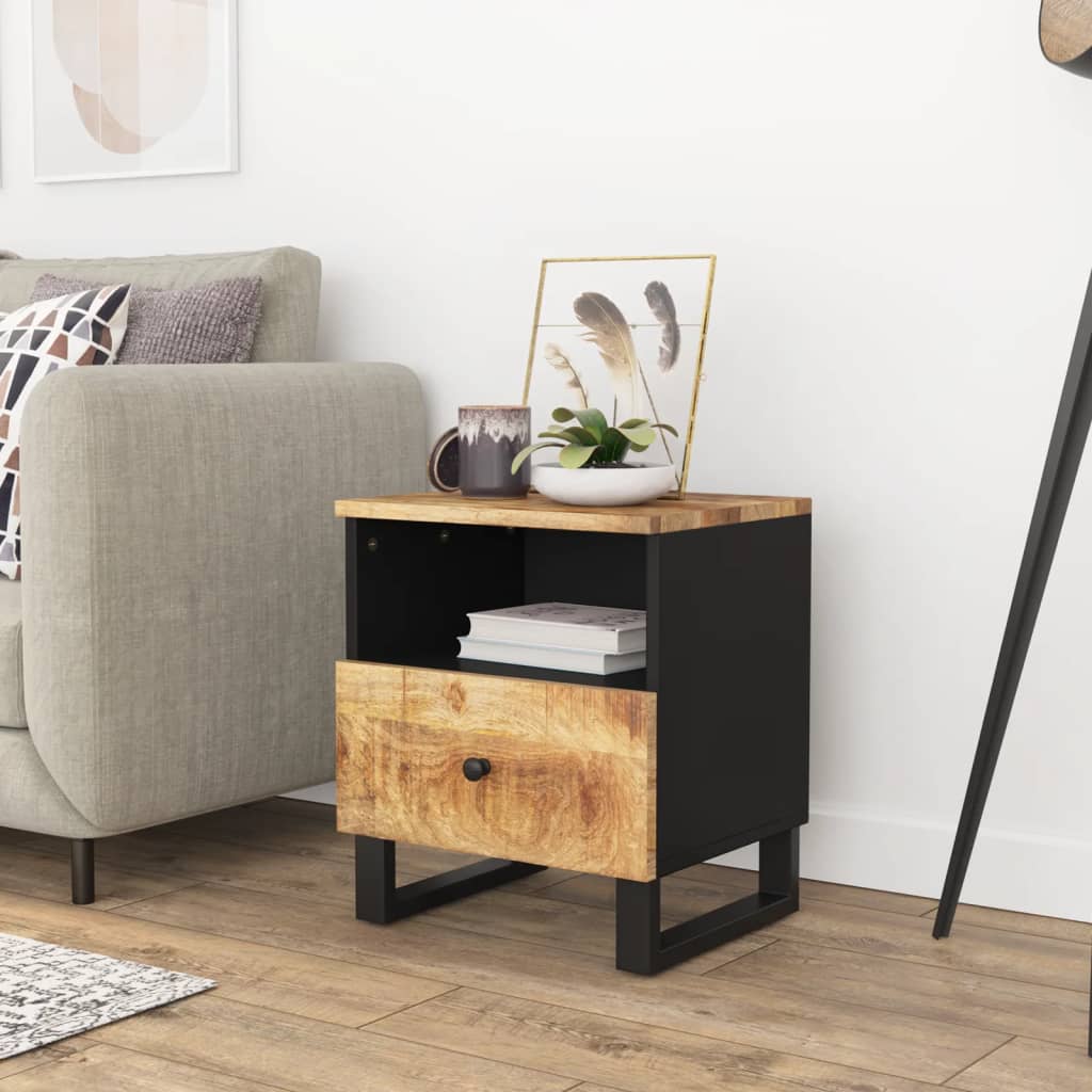 Table de Chevet Industrielle en Bois avec 1 Tiroir-Bois clair-1-La-Fabrique-Industrielle