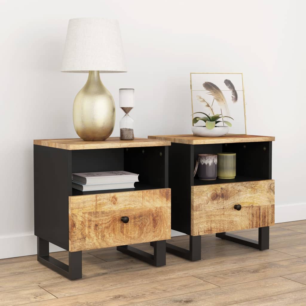 Table de Chevet Industrielle en Bois avec 1 Tiroir-Bois clair-2-La-Fabrique-Industrielle