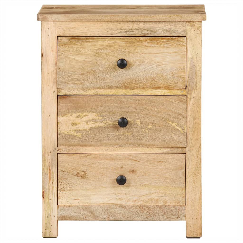 Table de Chevet Industrielle en Bois de Manguier avec 3 Tiroirs-La-Fabrique-Industrielle