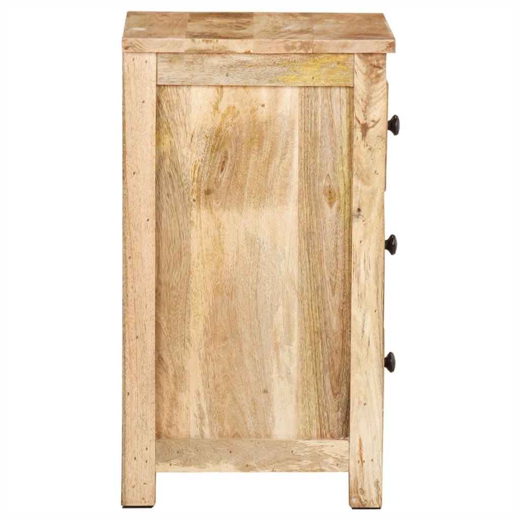 Table de Chevet Industrielle en Bois de Manguier avec 3 Tiroirs-La-Fabrique-Industrielle