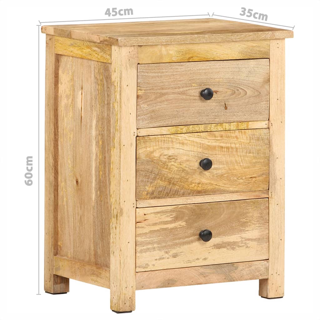Table de Chevet Industrielle en Bois de Manguier avec 3 Tiroirs-La-Fabrique-Industrielle