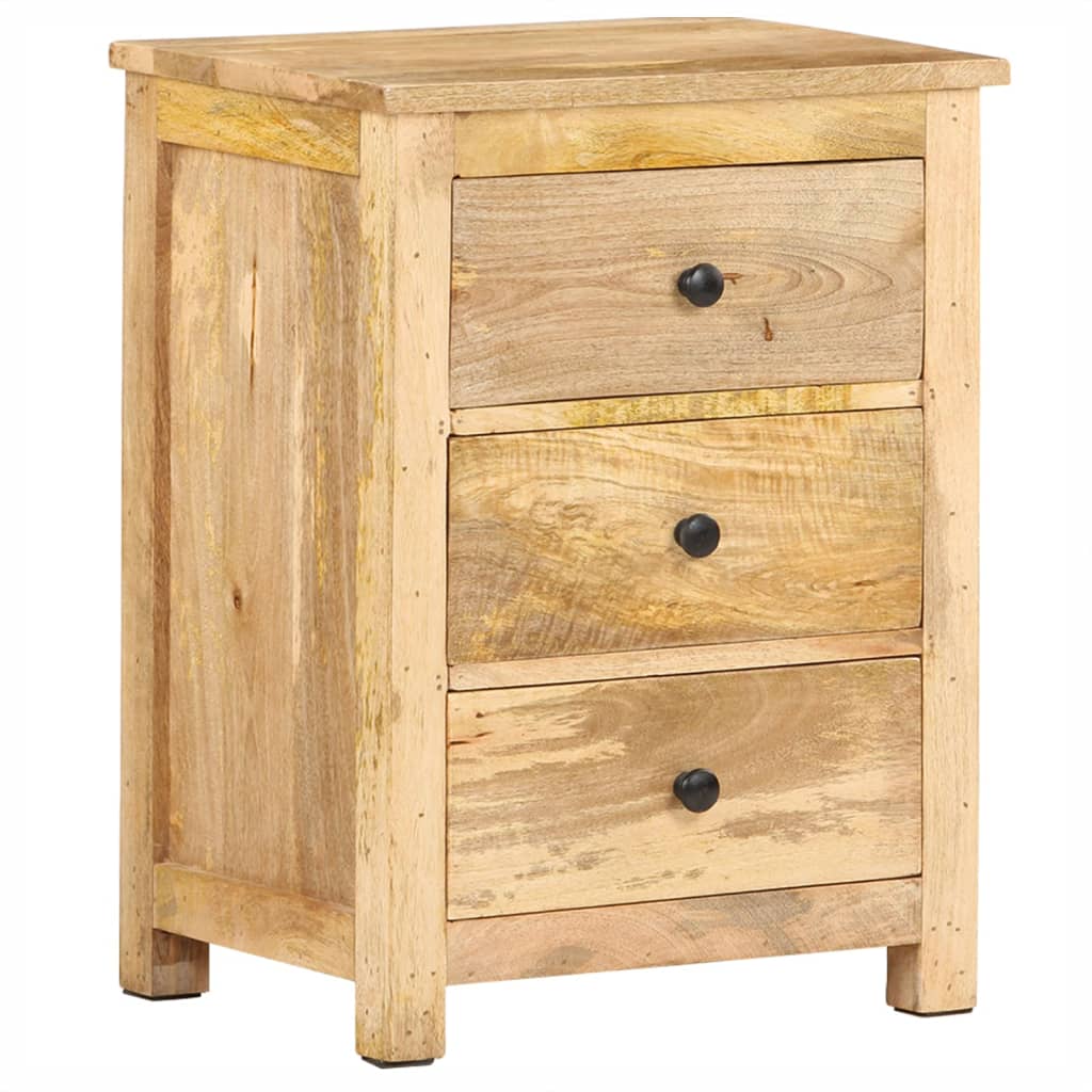 Table de Chevet Industrielle en Bois de Manguier avec 3 Tiroirs-La-Fabrique-Industrielle