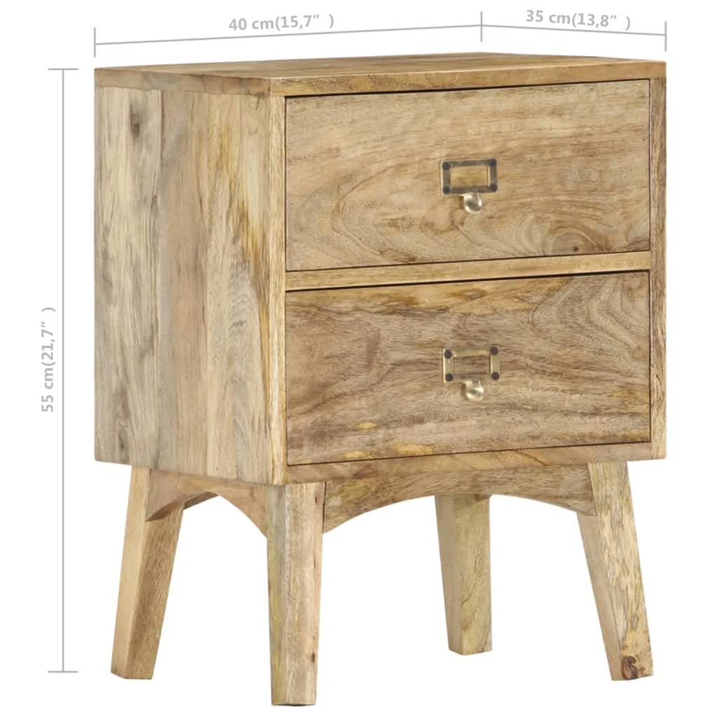 Table de Chevet Industrielle en Bois de Manguier avec Tiroir-La-Fabrique-Industrielle