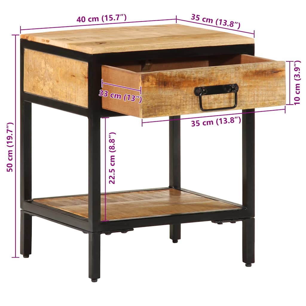 Table de Chevet Industrielle en Bois de Manguier et Métal-La-Fabrique-Industrielle