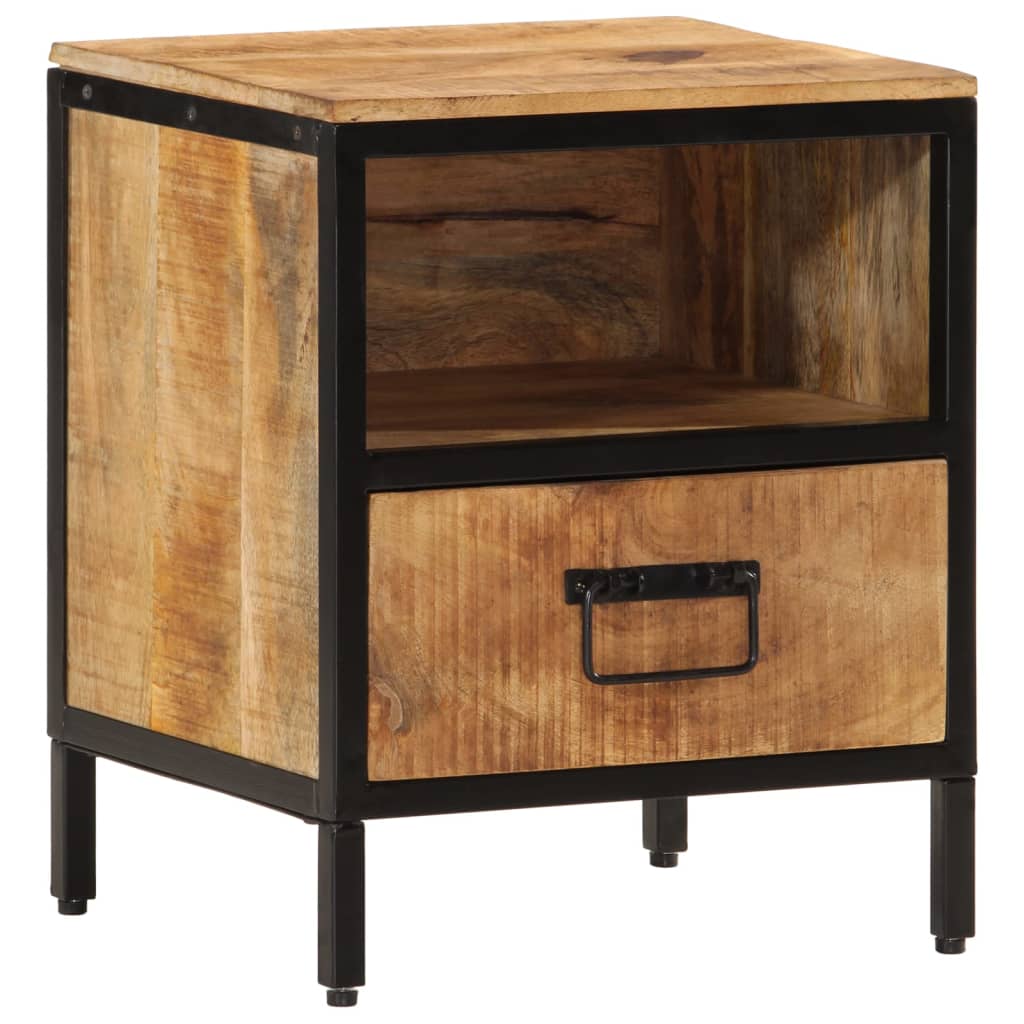 Table de Chevet Industrielle en Bois et Fer 50 cm-La-Fabrique-Industrielle