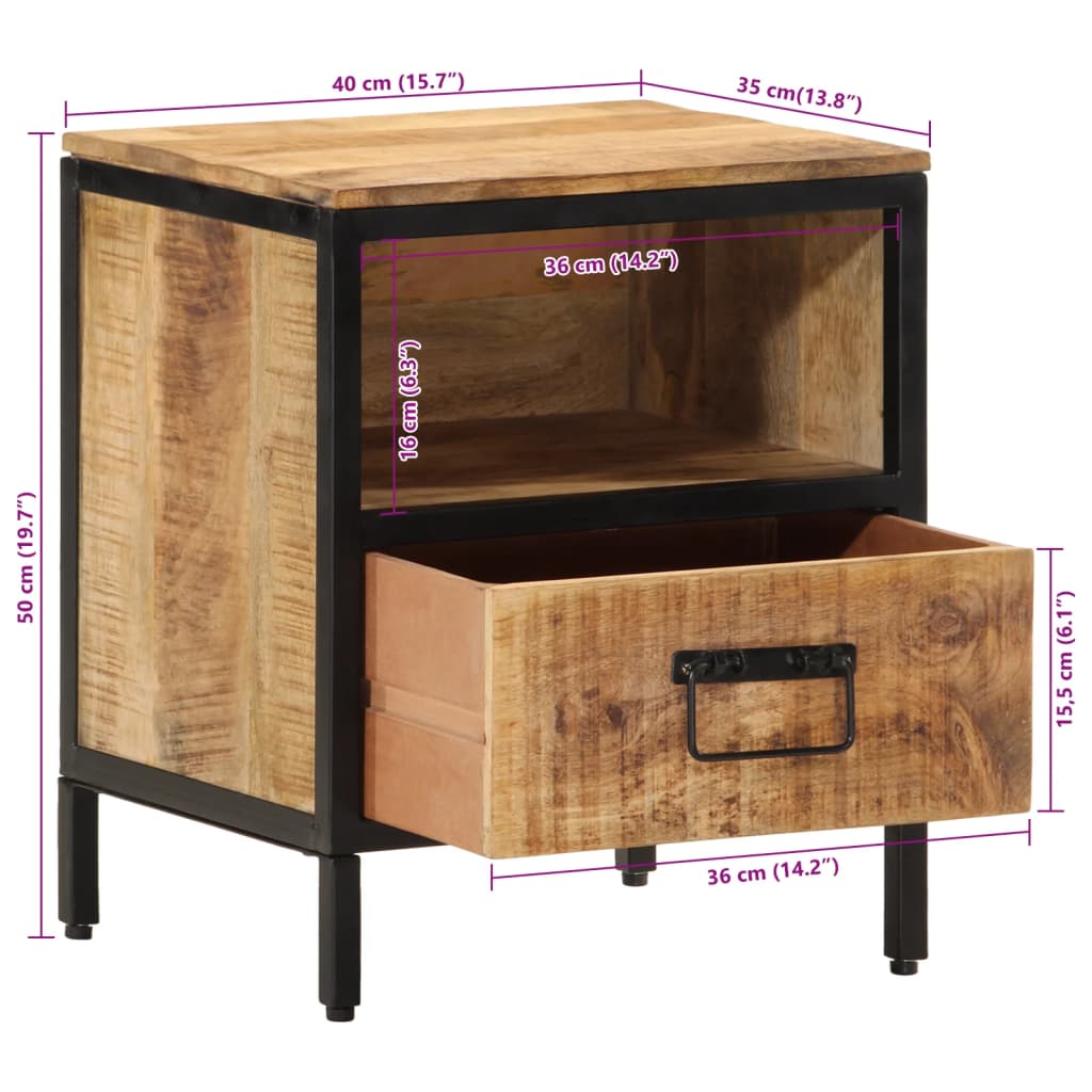 Table de Chevet Industrielle en Bois et Fer 50 cm-La-Fabrique-Industrielle