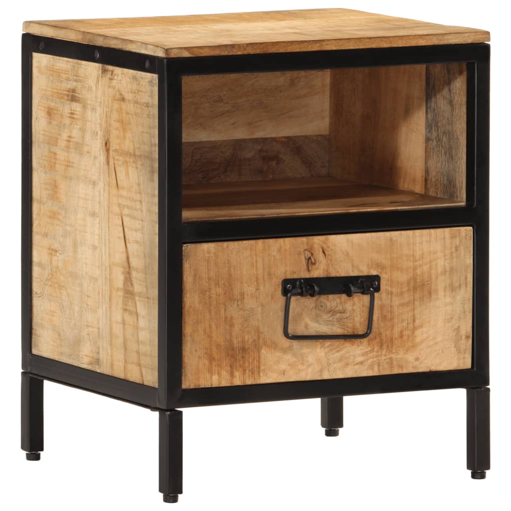Table de Chevet Industrielle en Bois et Fer 50 cm-La-Fabrique-Industrielle