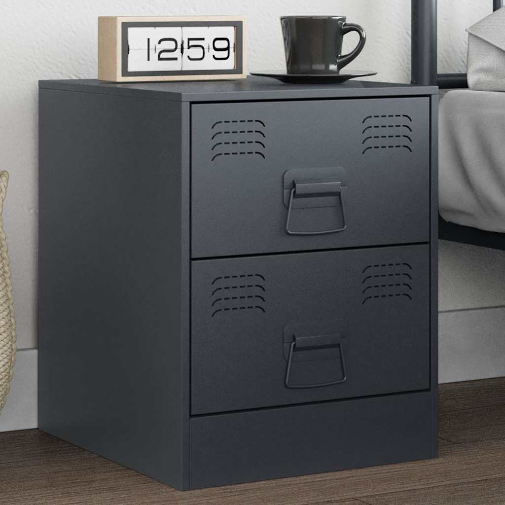 Table de Chevet Industrielle en Métal Blanc-Anthracite-1-La-Fabrique-Industrielle